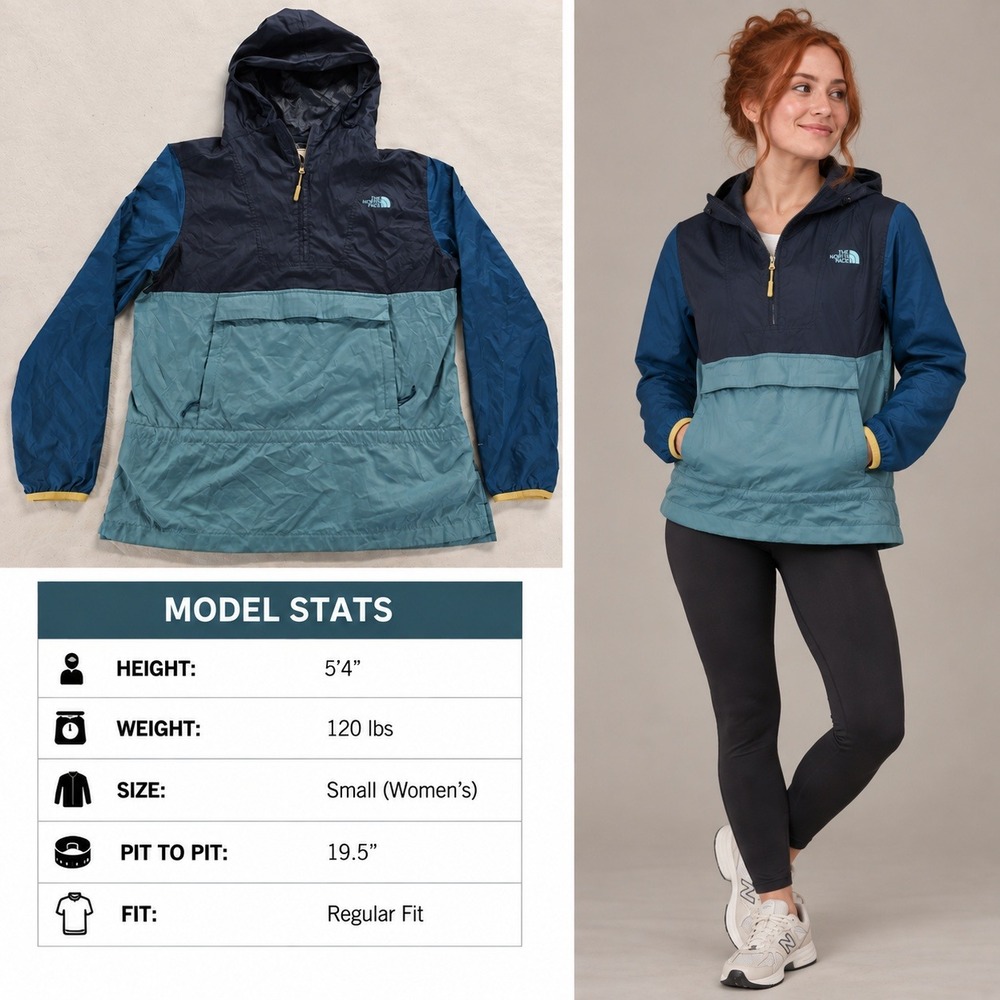 The North Face WindWall Anorak Jacket Womens Small Blue Colorblock Windbreaker